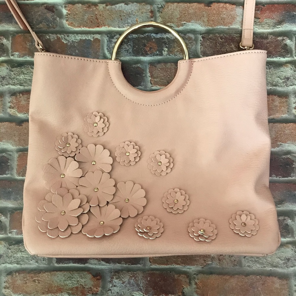 LC Lauren Conrad Pink Blush Flower Crossbody Purse